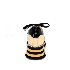 Ivoire0347b Ivoire H985M Cuir Vernis Noir Beige*Femme Baskets
