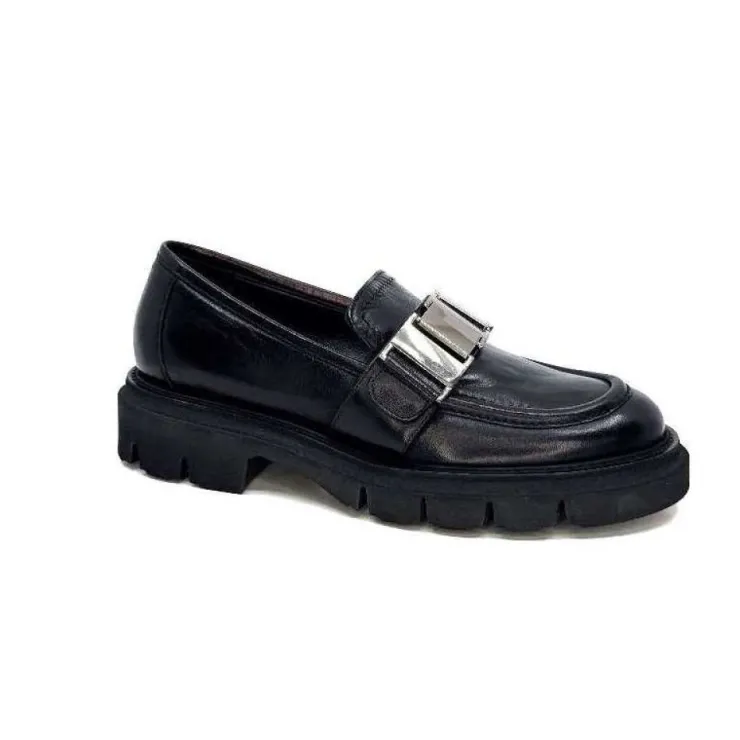 Ivoire0347b Ivoire K187 Cuir Noir*Femme Mocassins