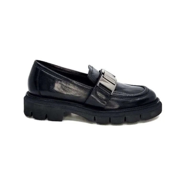 Ivoire0347b Ivoire K187 Cuir Noir*Femme Mocassins