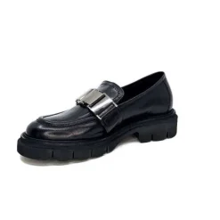 Ivoire0347b Ivoire K187 Cuir Noir*Femme Mocassins