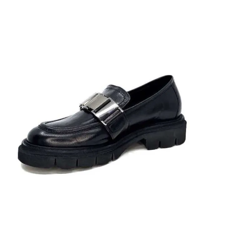 Ivoire0347b Ivoire K187 Cuir Noir*Femme Mocassins