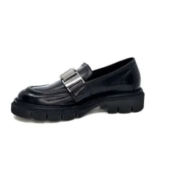 Ivoire0347b Ivoire K187 Cuir Noir*Femme Mocassins