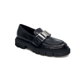 Ivoire0347b Ivoire K187 Cuir Noir*Femme Mocassins