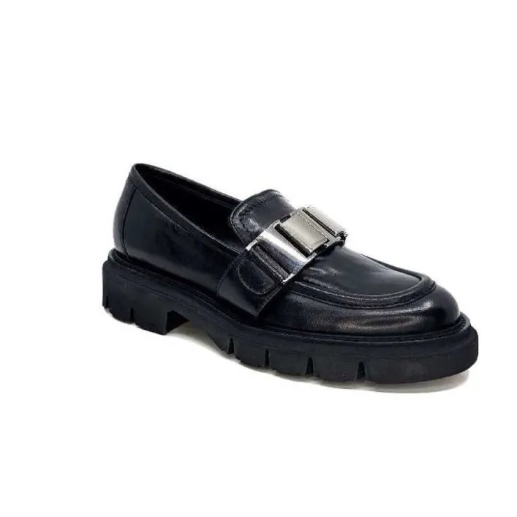 Ivoire0347b Ivoire K187 Cuir Noir*Femme Mocassins