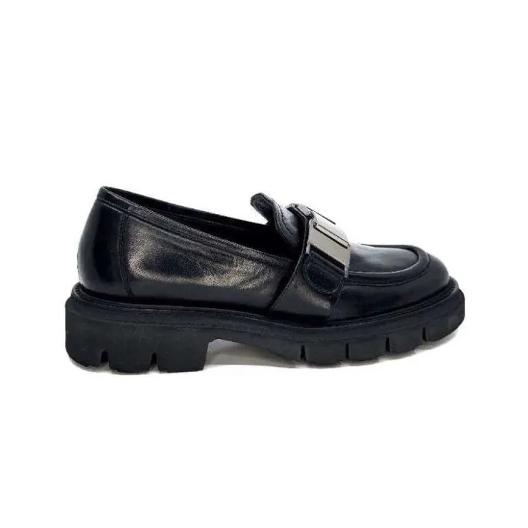 Ivoire0347b Ivoire K187 Cuir Noir*Femme Mocassins