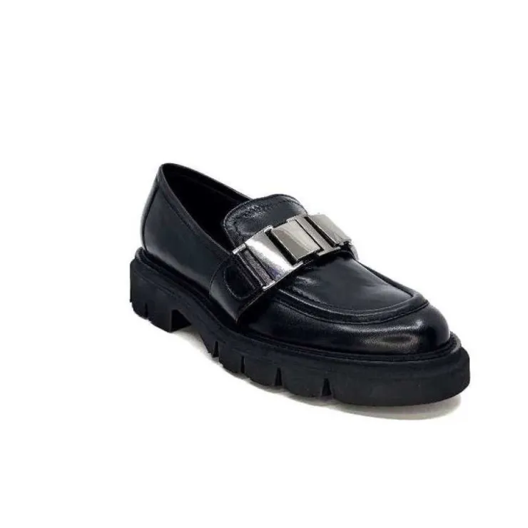 Ivoire0347b Ivoire K187 Cuir Noir*Femme Mocassins