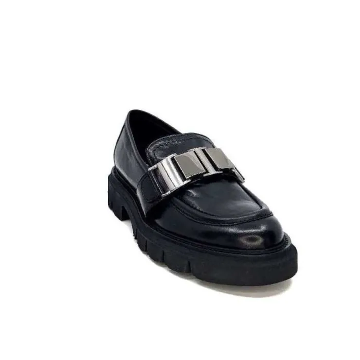 Ivoire0347b Ivoire K187 Cuir Noir*Femme Mocassins