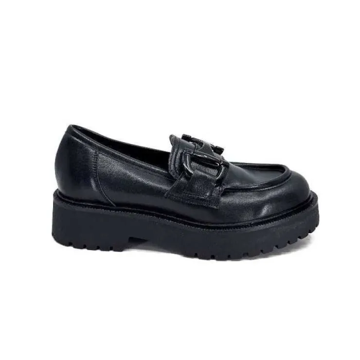 Ivoire0130a Ivoire 1M4995 Cuir Noir*Femme Mocassins