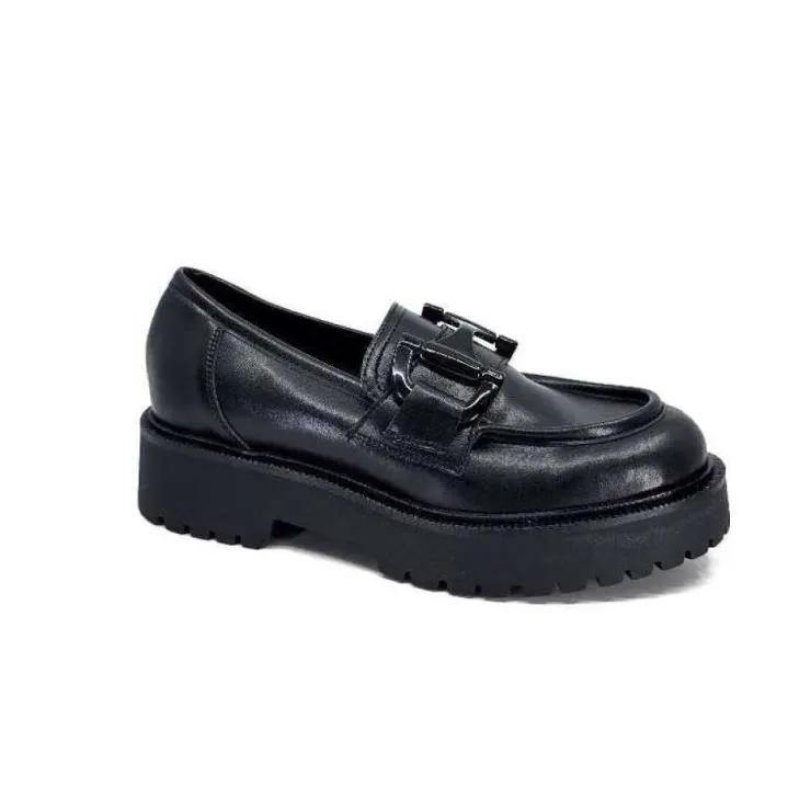 Ivoire0130a Ivoire 1M4995 Cuir Noir*Femme Mocassins