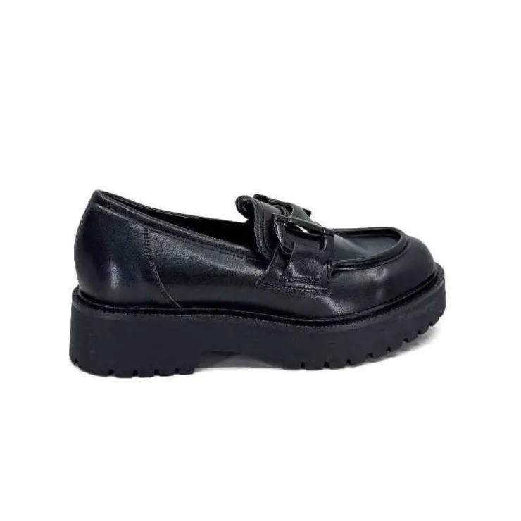 Ivoire0130a Ivoire 1M4995 Cuir Noir*Femme Mocassins