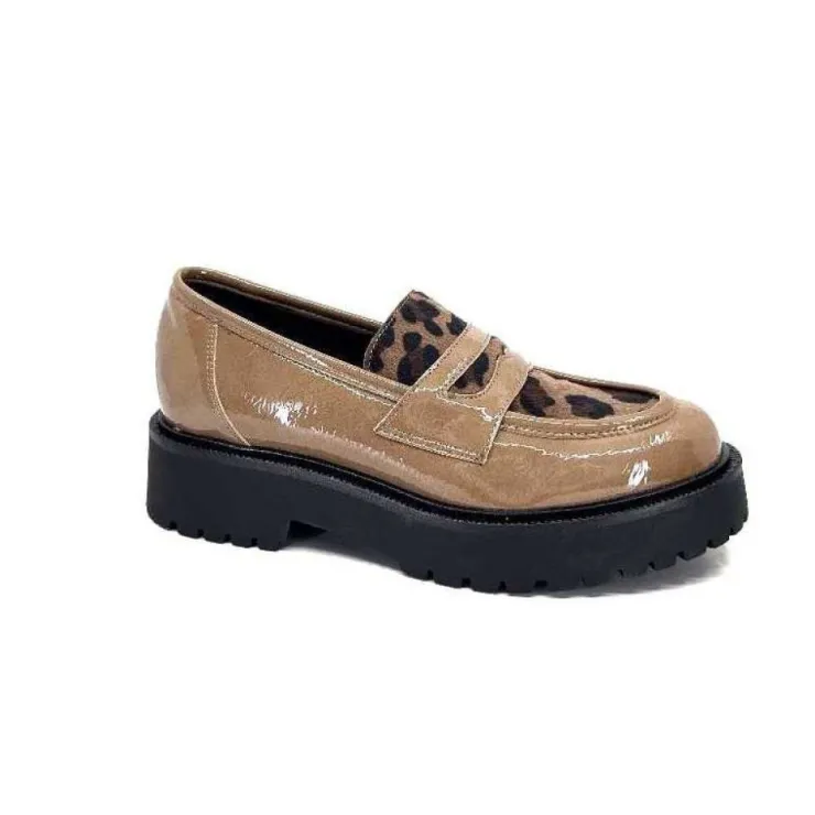 Ivoire0130a Ivoire 1M4883 Cuir Vernis Marron*Femme Mocassins