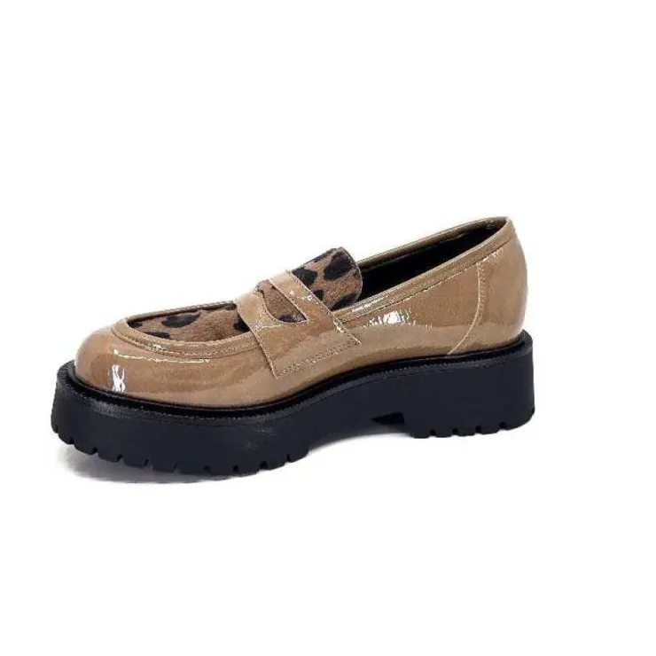 Ivoire0130a Ivoire 1M4883 Cuir Vernis Marron*Femme Mocassins