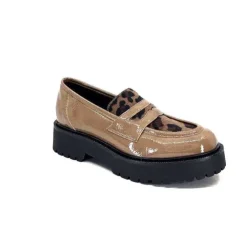 Ivoire0130a Ivoire 1M4883 Cuir Vernis Marron*Femme Mocassins