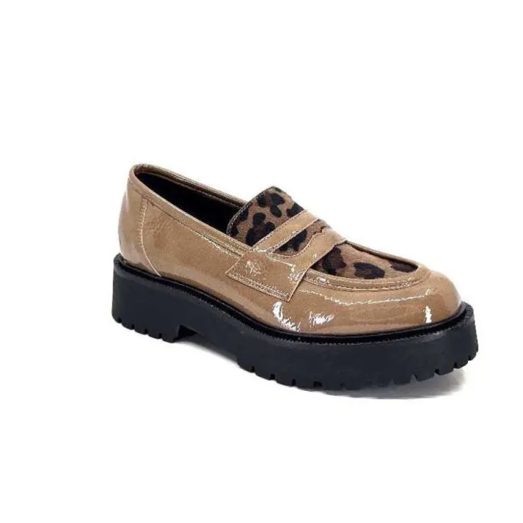 Ivoire0130a Ivoire 1M4883 Cuir Vernis Marron*Femme Mocassins