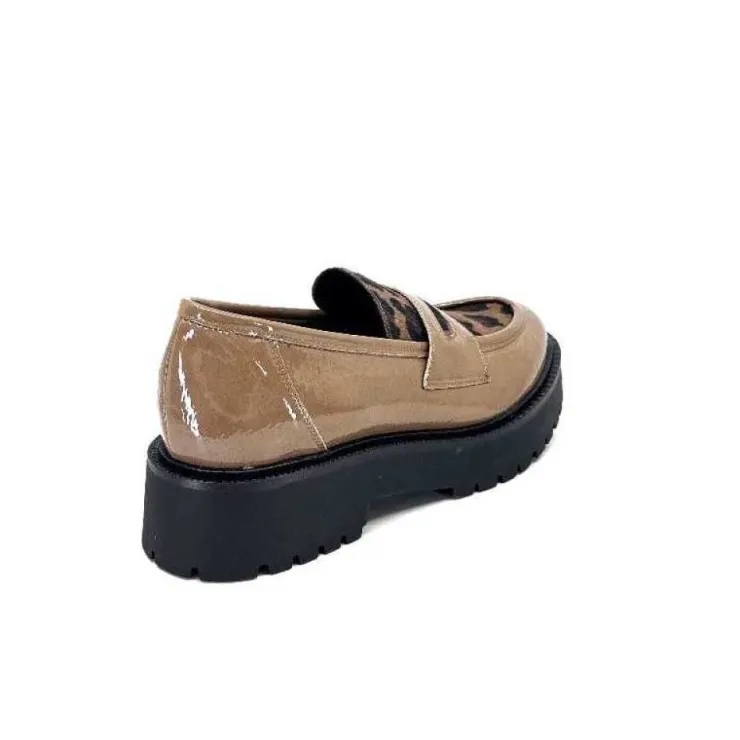 Ivoire0130a Ivoire 1M4883 Cuir Vernis Marron*Femme Mocassins