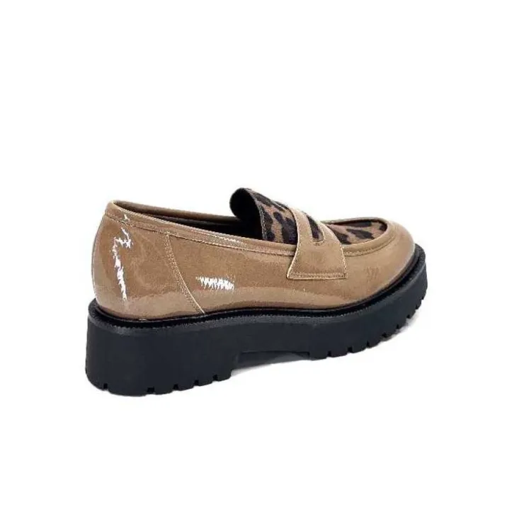Ivoire0130a Ivoire 1M4883 Cuir Vernis Marron*Femme Mocassins