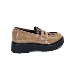 Ivoire0130a Ivoire 1M4883 Cuir Vernis Marron*Femme Mocassins