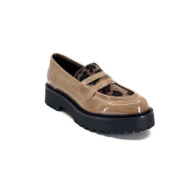 Ivoire0130a Ivoire 1M4883 Cuir Vernis Marron*Femme Mocassins