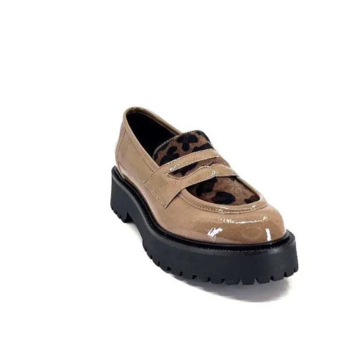 Ivoire0130a Ivoire 1M4883 Cuir Vernis Marron*Femme Mocassins