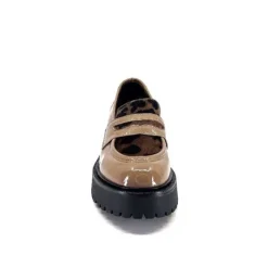 Ivoire0130a Ivoire 1M4883 Cuir Vernis Marron*Femme Mocassins