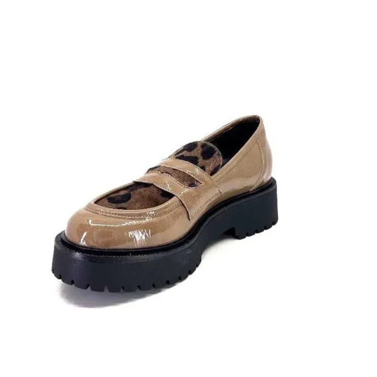 Ivoire0130a Ivoire 1M4883 Cuir Vernis Marron*Femme Mocassins