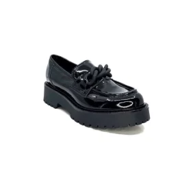 Ivoire0130a Ivoire 1M4158 Cuir Vernis Noir*Femme Mocassins