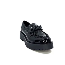 Ivoire0130a Ivoire 1M4158 Cuir Vernis Noir*Femme Mocassins
