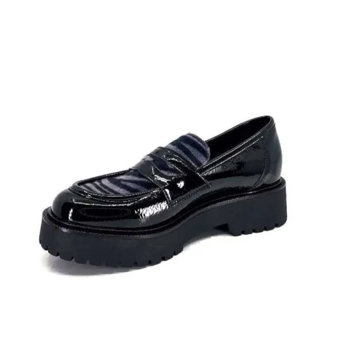 Ivoire0130a Ivoire 1M4883 Cuir Vernis Noir*Femme Mocassins