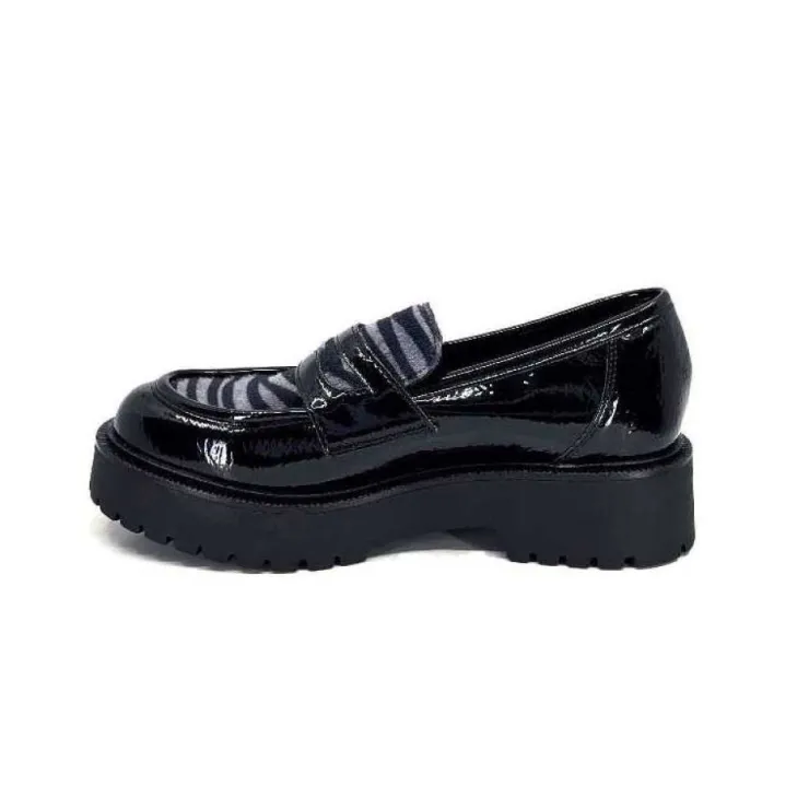 Ivoire0130a Ivoire 1M4883 Cuir Vernis Noir*Femme Mocassins