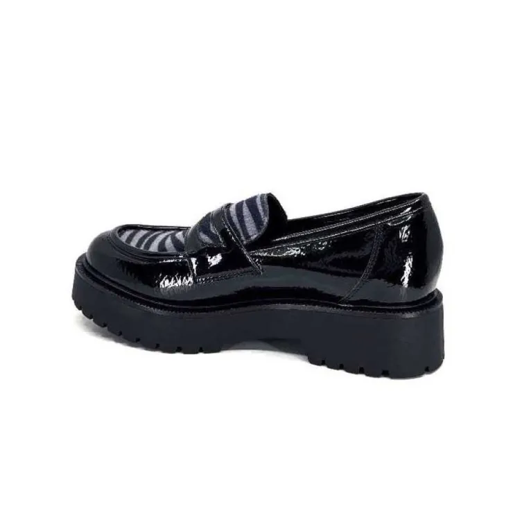 Ivoire0130a Ivoire 1M4883 Cuir Vernis Noir*Femme Mocassins