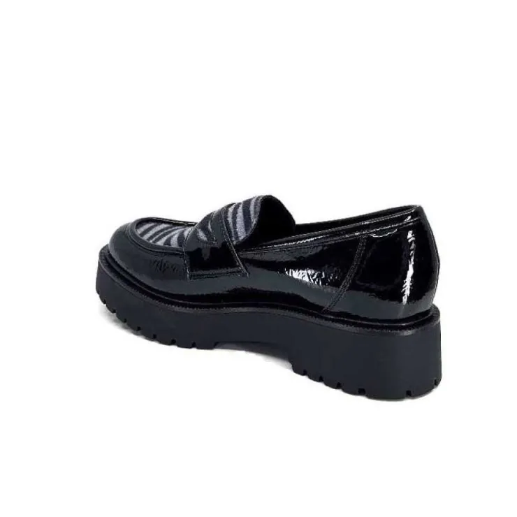 Ivoire0130a Ivoire 1M4883 Cuir Vernis Noir*Femme Mocassins