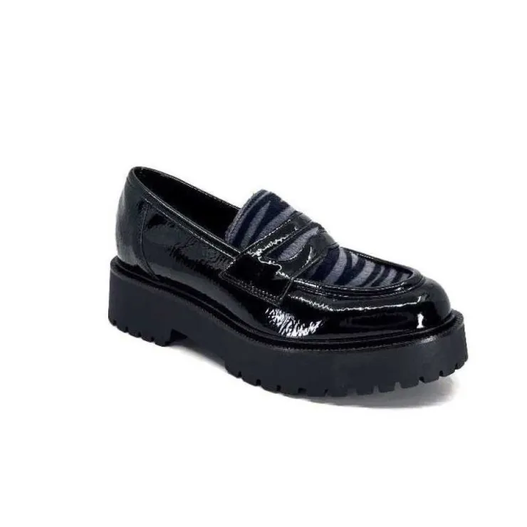 Ivoire0130a Ivoire 1M4883 Cuir Vernis Noir*Femme Mocassins