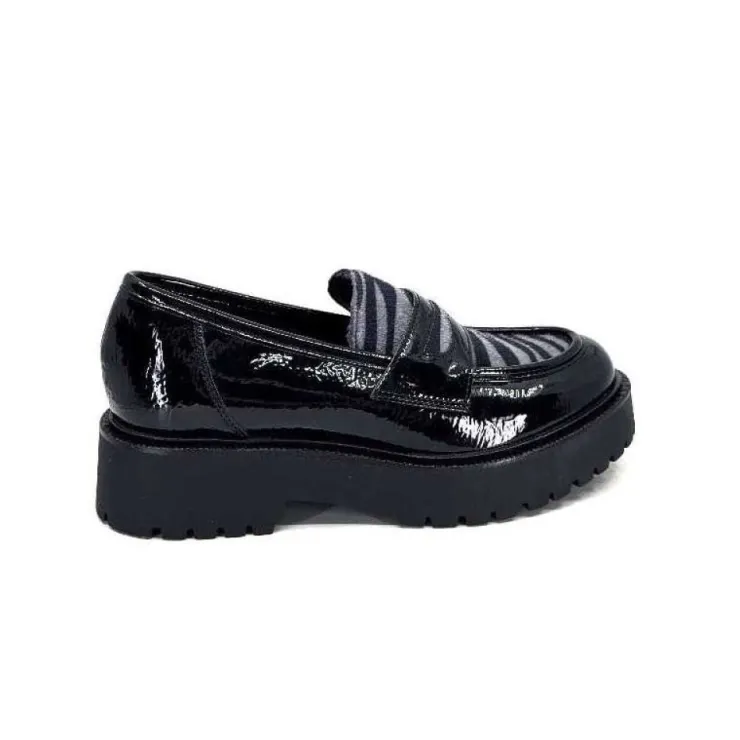 Ivoire0130a Ivoire 1M4883 Cuir Vernis Noir*Femme Mocassins