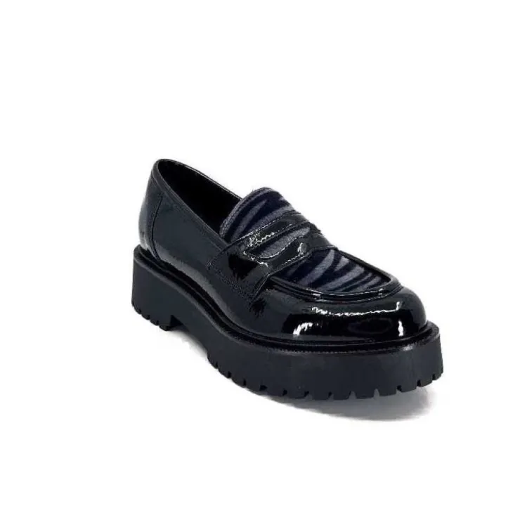 Ivoire0130a Ivoire 1M4883 Cuir Vernis Noir*Femme Mocassins