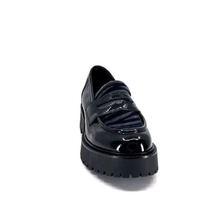 Ivoire0130a Ivoire 1M4883 Cuir Vernis Noir*Femme Mocassins