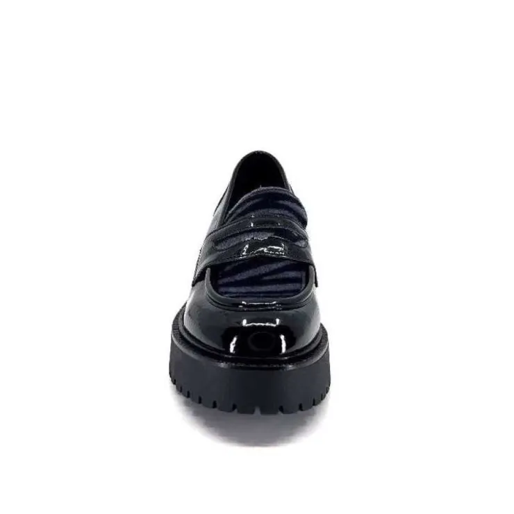 Ivoire0130a Ivoire 1M4883 Cuir Vernis Noir*Femme Mocassins