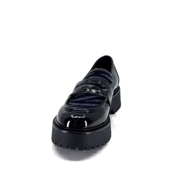 Ivoire0130a Ivoire 1M4883 Cuir Vernis Noir*Femme Mocassins