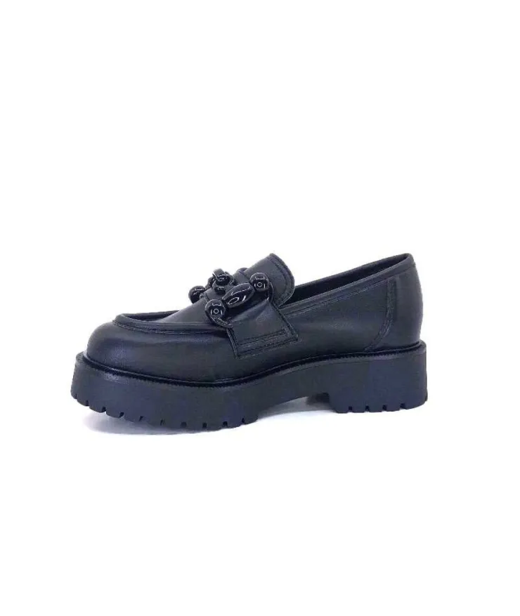 Ivoire0130a Ivoire 1M4399Fp Cuir Noir*Femme Mocassins