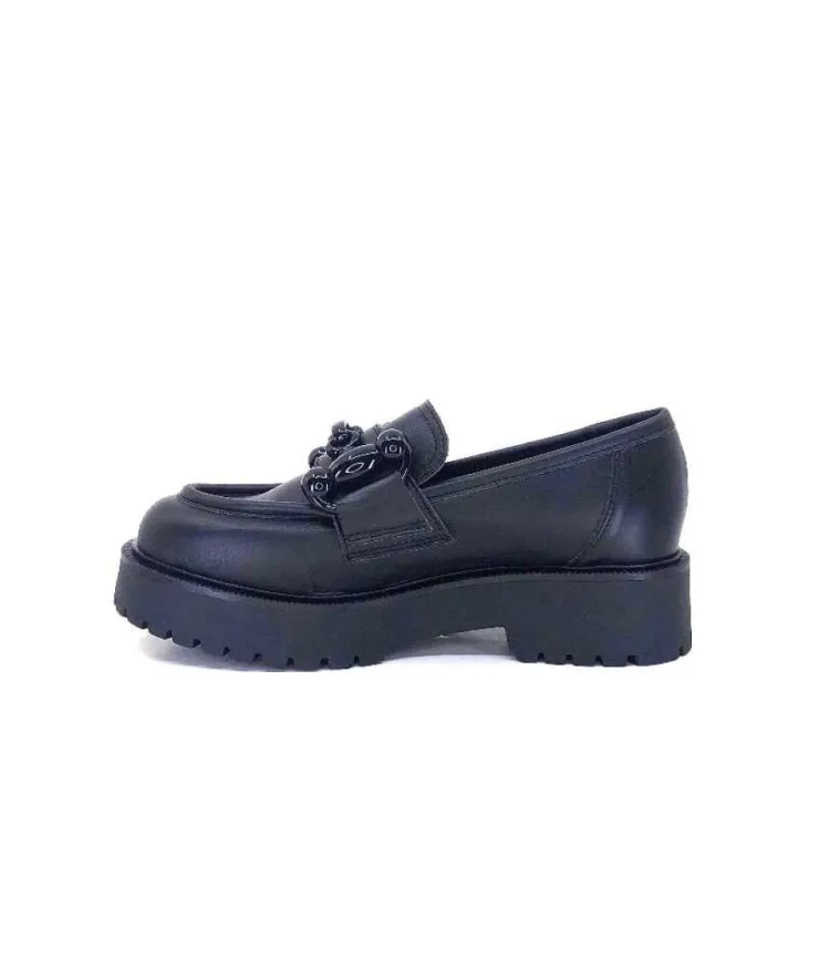 Ivoire0130a Ivoire 1M4399Fp Cuir Noir*Femme Mocassins