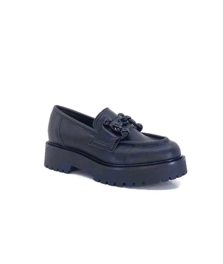 Ivoire0130a Ivoire 1M4399Fp Cuir Noir*Femme Mocassins