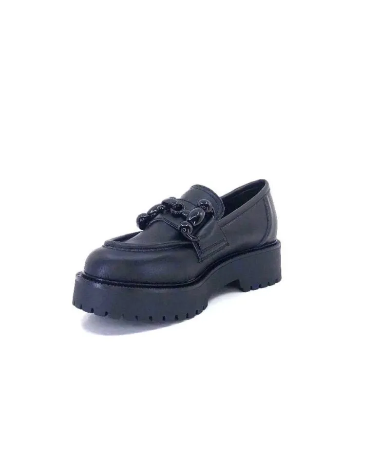 Ivoire0130a Ivoire 1M4399Fp Cuir Noir*Femme Mocassins