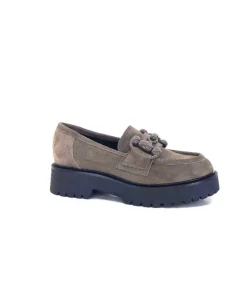 Ivoire0130a Ivoire 1M4399Pe Daim Taupe*Femme Mocassins