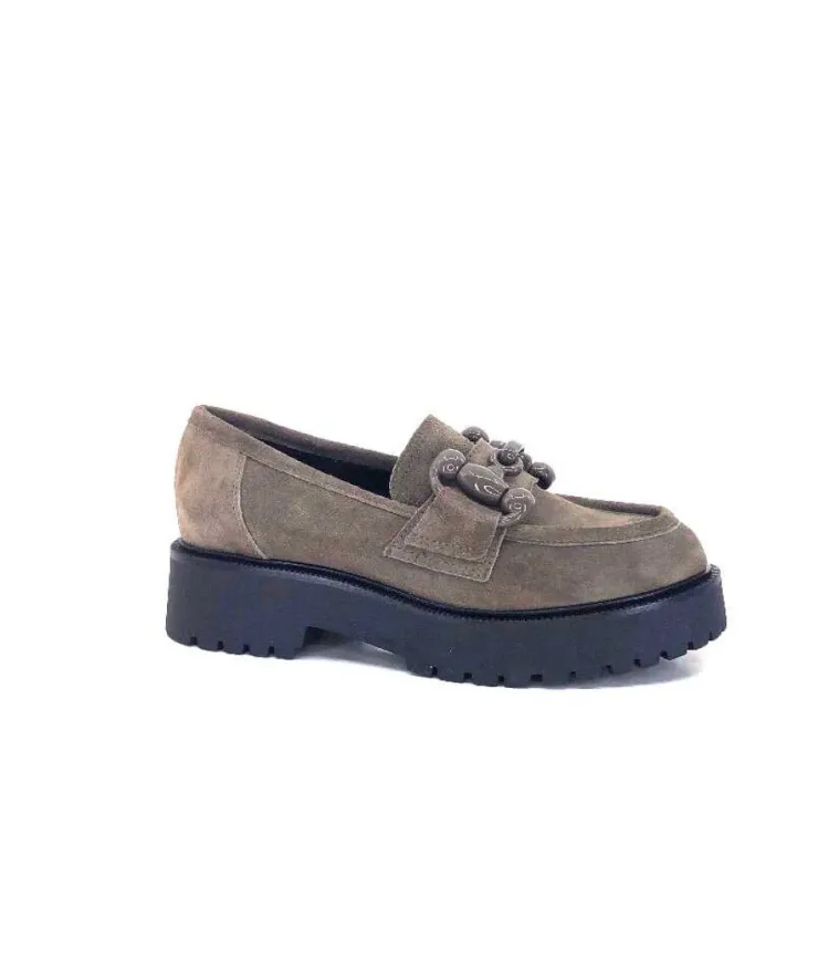 Ivoire0130a Ivoire 1M4399Pe Daim Taupe*Femme Mocassins