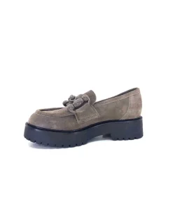 Ivoire0130a Ivoire 1M4399Pe Daim Taupe*Femme Mocassins