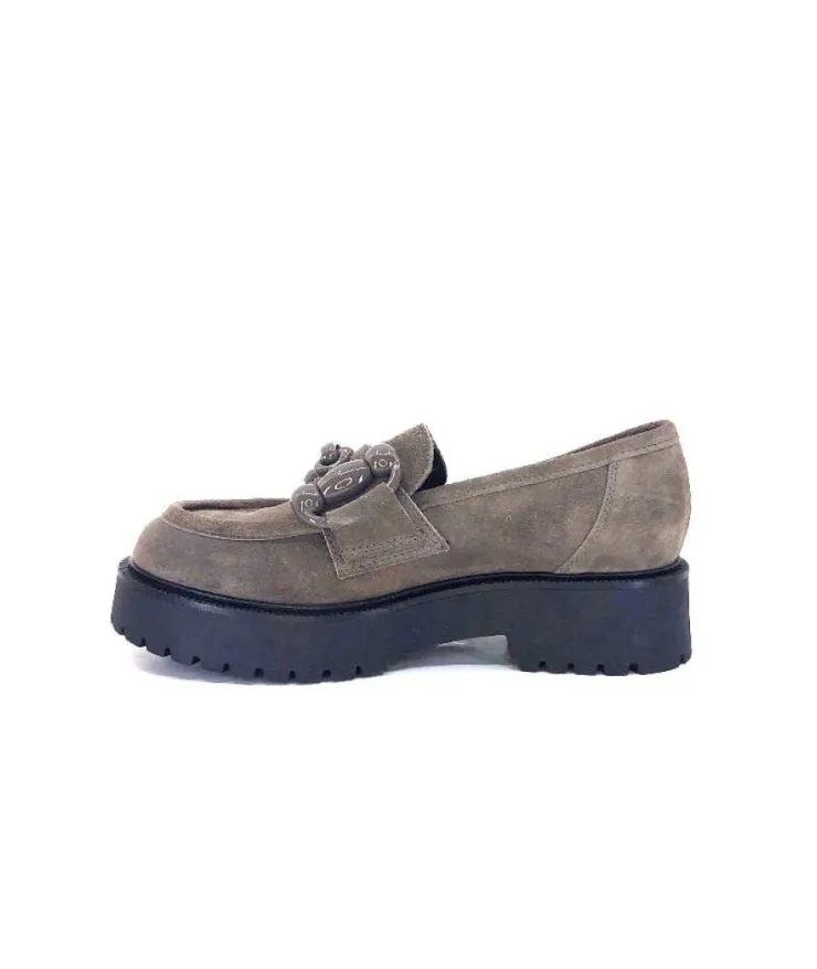Ivoire0130a Ivoire 1M4399Pe Daim Taupe*Femme Mocassins