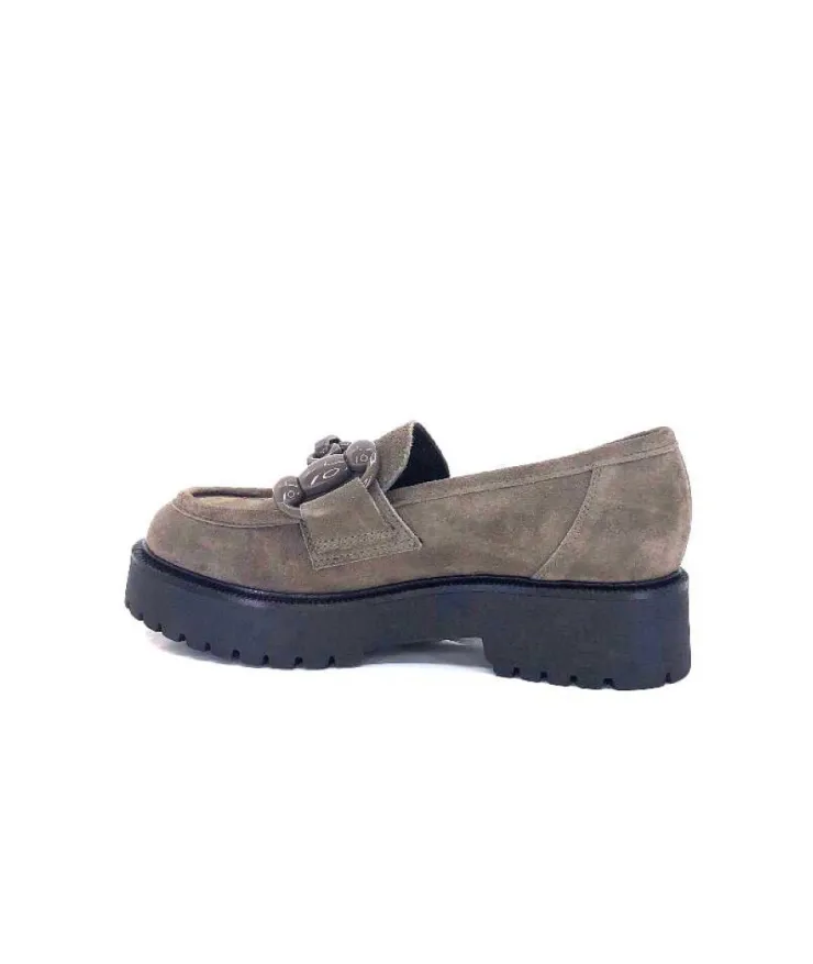 Ivoire0130a Ivoire 1M4399Pe Daim Taupe*Femme Mocassins