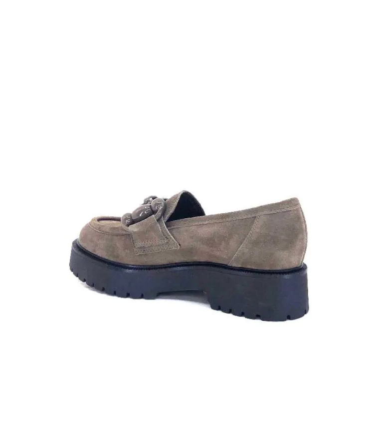 Ivoire0130a Ivoire 1M4399Pe Daim Taupe*Femme Mocassins