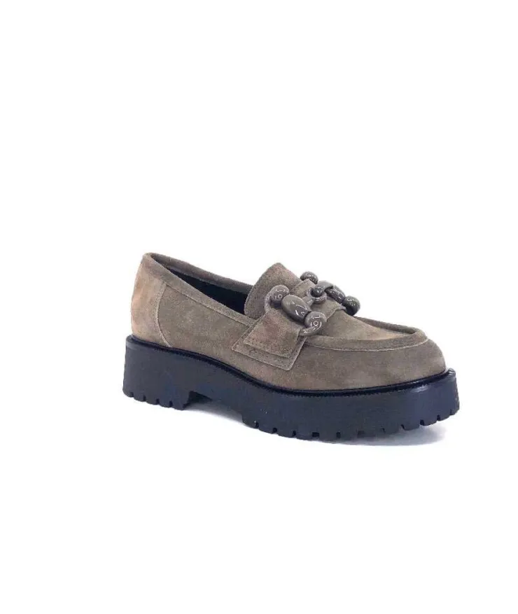 Ivoire0130a Ivoire 1M4399Pe Daim Taupe*Femme Mocassins
