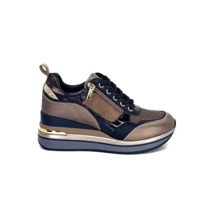 Ivoire0130a Ivoire 6Q4954 Cuir Bronze*Femme Baskets