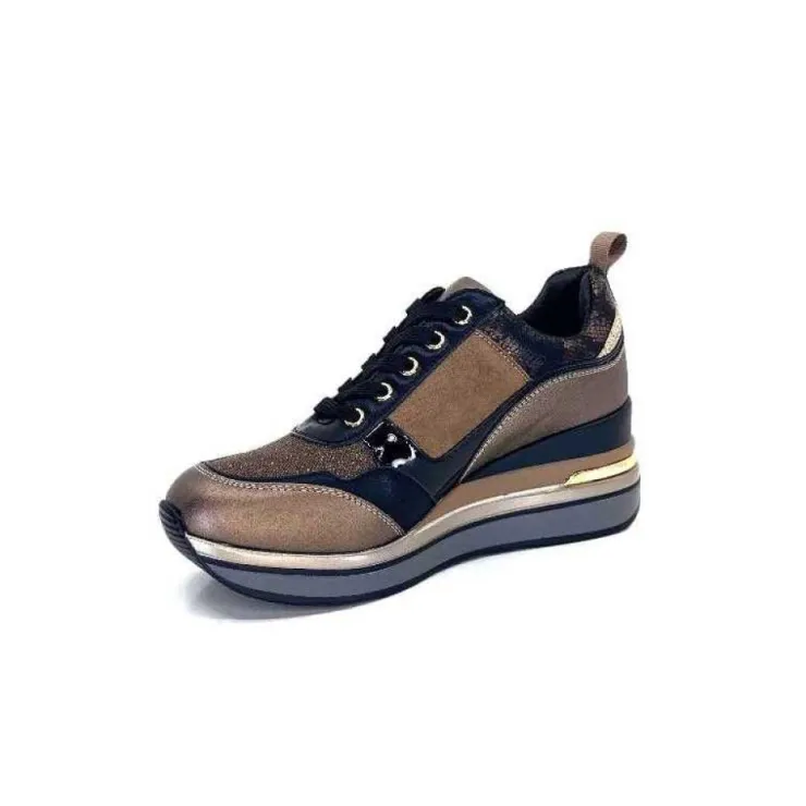 Ivoire0130a Ivoire 6Q4954 Cuir Bronze*Femme Baskets